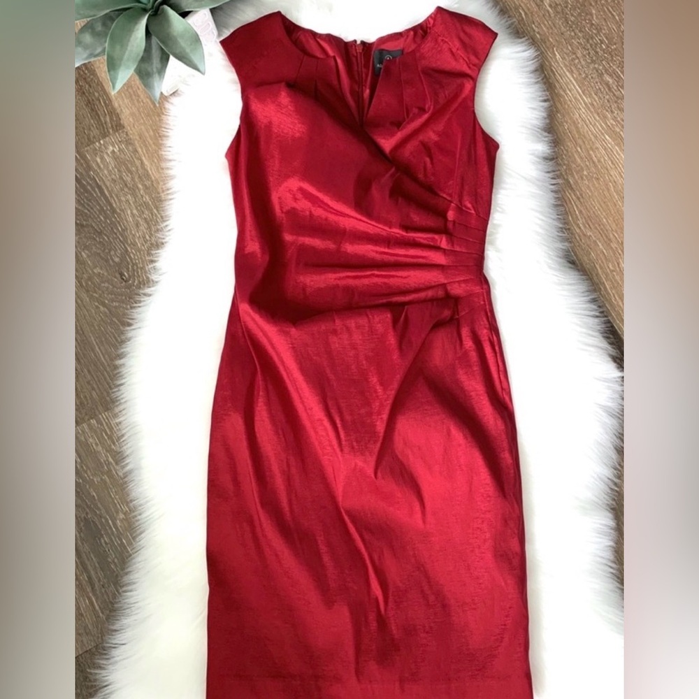 Adrianna Papell Red Satin Bodycon Short Dress 6P